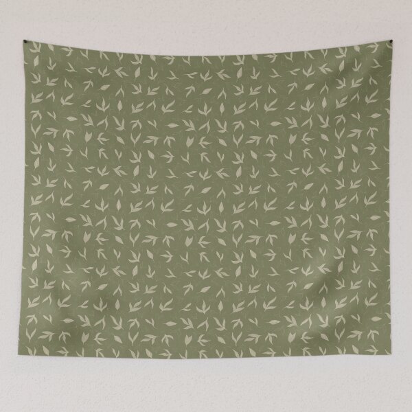 Item preview, Watercolour leaves on olive green designed and sold by OhNoNotAgain42.