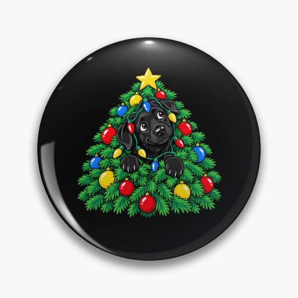 Item preview, Black Labrador Retriever Peeking Christmas Tree Xmas Lights designed and sold by clothesy7.
