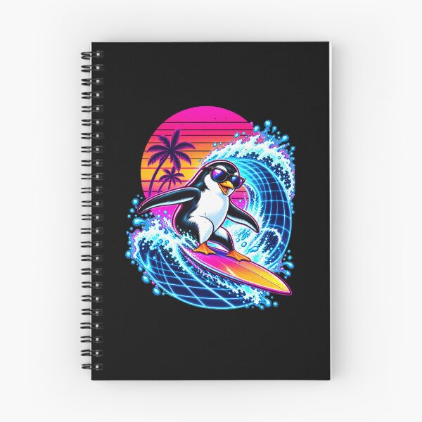 Item preview, Funny Penguin Surfing Tropical Wave Art designed and sold by elderberry.