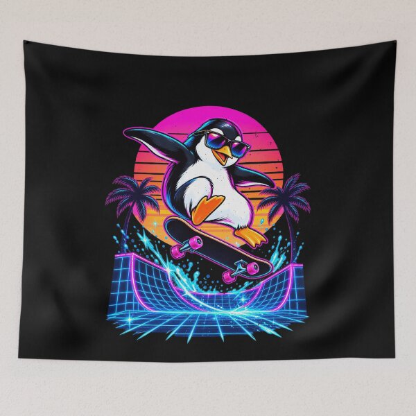 Item preview, Funny Penguin Skateboarding Sunset Art designed and sold by elderberry.