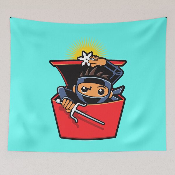 Item preview, Cute Ninja In A Box With Sai And Shuriken - Cartoon Comic Book Drawing designed and sold by Vector-Artist.