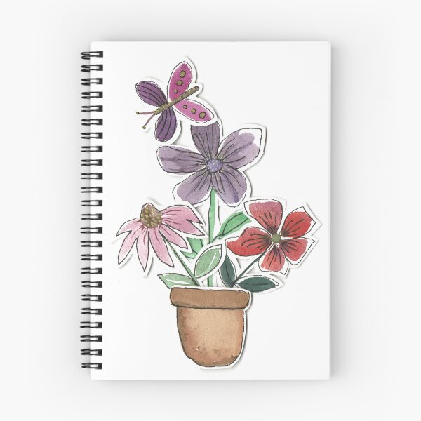 Item preview, Earthy Tone Storybook Flowers and Purple Butterfly Watercolor Art - Cute Cottagecore Decor designed and sold by Orly Fuchs Galchen.