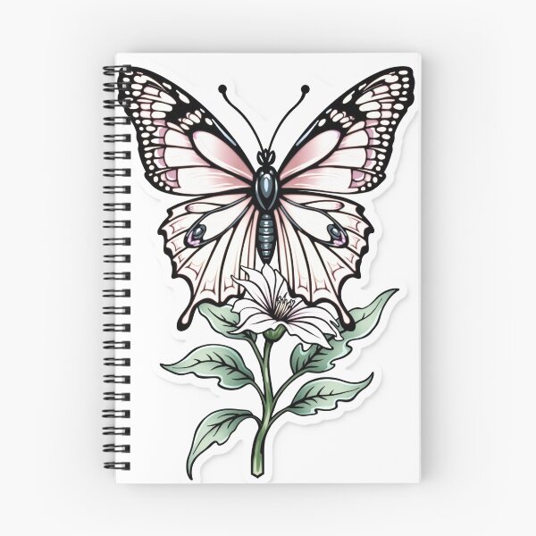 Item preview, Graceful Butterfly on Flower Stem - Vibrant Tattoo Flash Design designed and sold by Qubivibe.