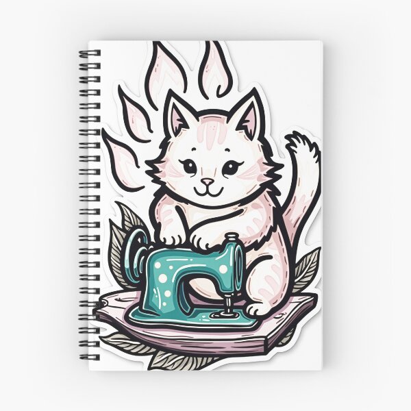 Item preview, Playful Cat with Sewing Machine Tattoo Flash designed and sold by Qubivibe.