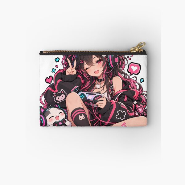 Item preview, Kawaii Anime Gamer Girl with Cat Headphones designed and sold by DrMerlin.