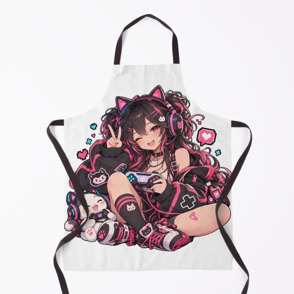Aperçu de l'œuvre Fille gameuse kawaii anime avec casque audio chat créée et vendue par DrMerlin.