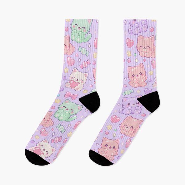 Item preview, Kawaii Gummy Cat Candy Pattern designed and sold by Soft Berry Studio.