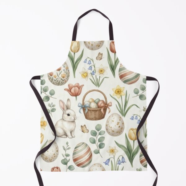 Artikelvorschau, Vintage-Osterhasen-Eier-Blumen-Aquarellmuster entworfen und verkauft von Bywithrose instant studio.