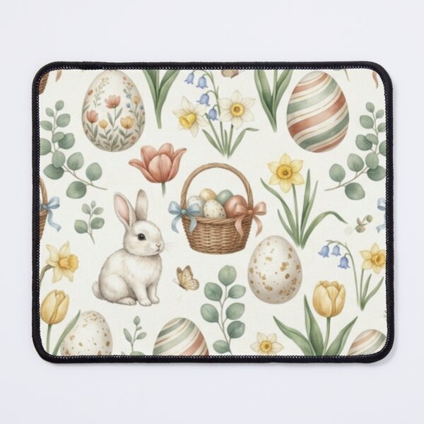 Item preview, Vintage easter bunny eggs floral watercolor pattern designed and sold by Bywithrose instant studio.