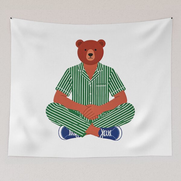 Item preview, Bear in green and white Striped Pajamas designed and sold by michplante60.
