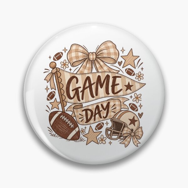 Item preview, Game Day Football Coquette Bow – Neutral Gingham Football Fan Design designed and sold by DoodloraStudio.