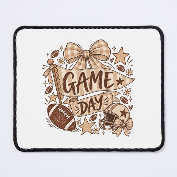 Item preview, Game Day Football Coquette Bow – Neutral Gingham Football Fan Design designed and sold by DoodloraStudio.