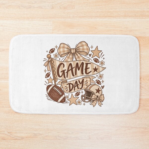 Item preview, Game Day Football Coquette Bow – Neutral Gingham Football Fan Design designed and sold by DoodloraStudio.