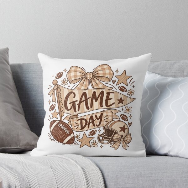 Item preview, Game Day Football Coquette Bow – Neutral Gingham Football Fan Design designed and sold by DoodloraStudio.
