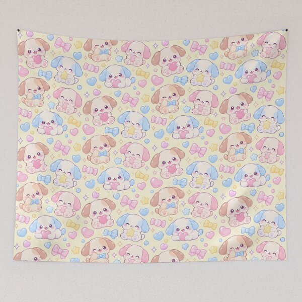 Item preview, Kawaii Gummy Puppy Candy Pattern designed and sold by Soft Berry Studio.