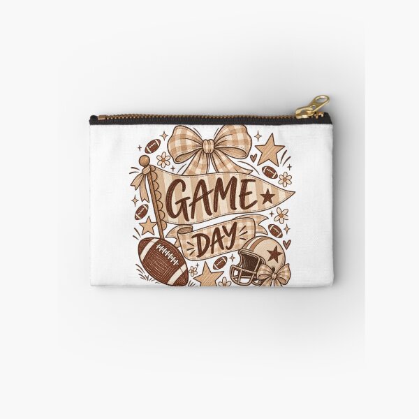 Item preview, Game Day Football Coquette Bow – Neutral Gingham Football Fan Design designed and sold by DoodloraStudio.
