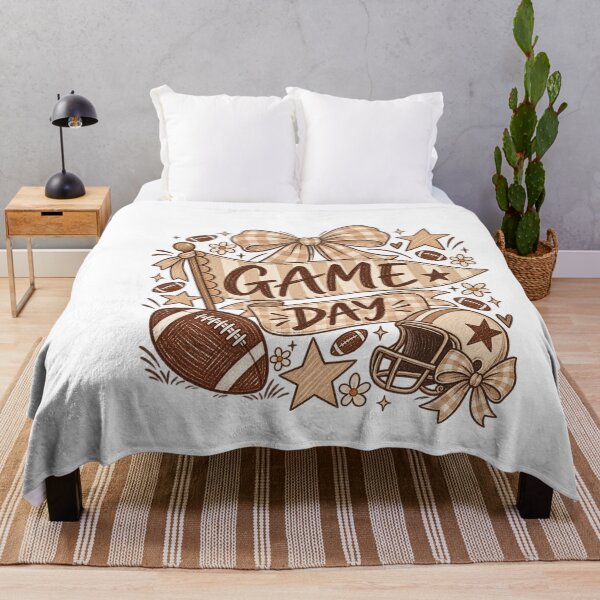 Item preview, Game Day Football Coquette Bow – Neutral Gingham Football Fan Design designed and sold by DoodloraStudio.