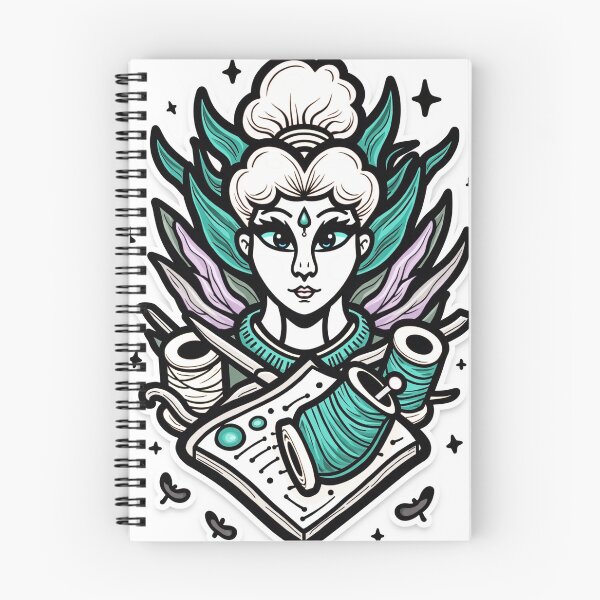 Item preview, Creative Character with Scissors and Thread Spools - Vibrant Tattoo Flash designed and sold by Qubivibe.