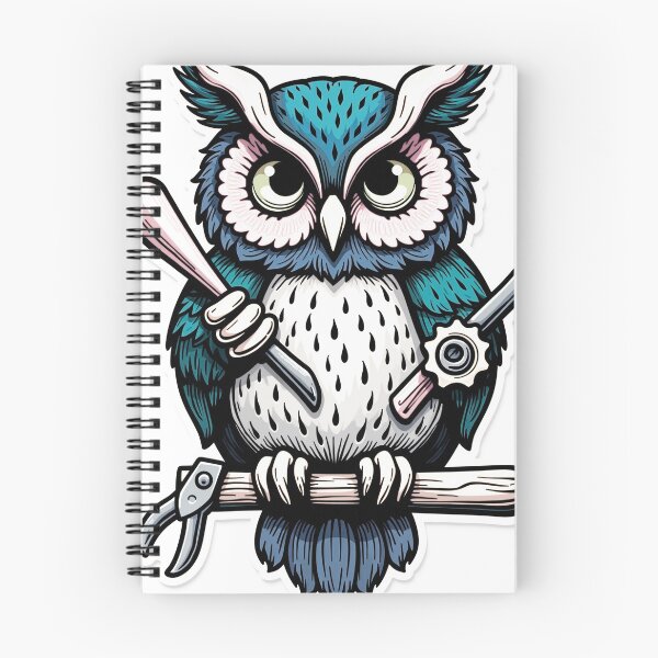 Item preview, Cheeky Owl with DIY Tools Tattoo Flash designed and sold by Qubivibe.