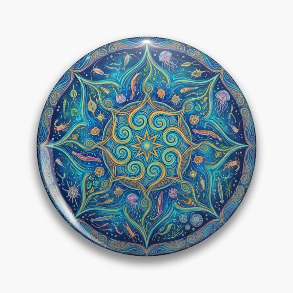 Aperçu de l'œuvre Mandala de plancton bleu océan - Le monde invisible créée et vendue par Aye Chihuahua.