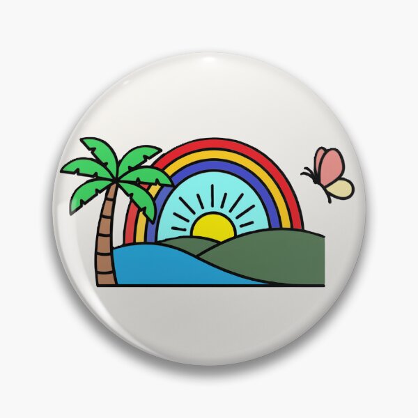 Item preview, Retro Tropical Sunrise Palm Tree and Rainbow Summer Beach Art designed and sold by VibeShift Studio.