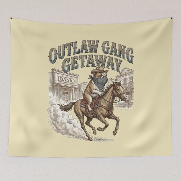 Artikelvorschau, Outlaw-Gang-Flucht – Lustiger Westernfilm – Geschenk für Hundeliebhaber – Geschenk für Bulldoggenliebhaber entworfen und verkauft von FurRealStudioCo.