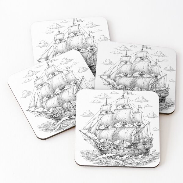 Item preview, Sailing Ship Vintage Engraving Tattoo Design designed and sold by luisluisluis.