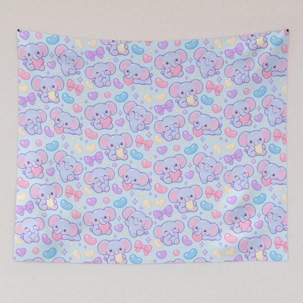Item preview, Cute Kawaii Gummy Elephant Pastel Candy Pattern designed and sold by Soft Berry Studio.