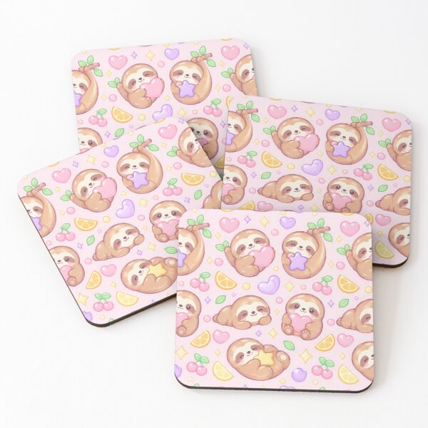Item preview, Cute Kawaii Gummy Sloth Pastel Candy Pattern designed and sold by Soft Berry Studio.