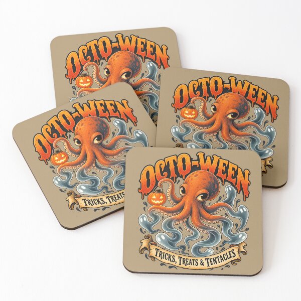 Item preview, Cute Halloween Octopus OCTO-WEEN Ghost Tentacles designed and sold by HOUSE OF TIST.