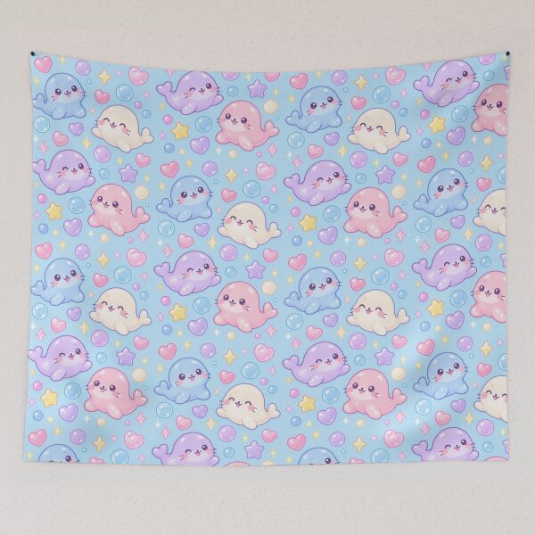 Item preview, Cute Kawaii Gummy Seal Pastel Candy Pattern designed and sold by Soft Berry Studio.