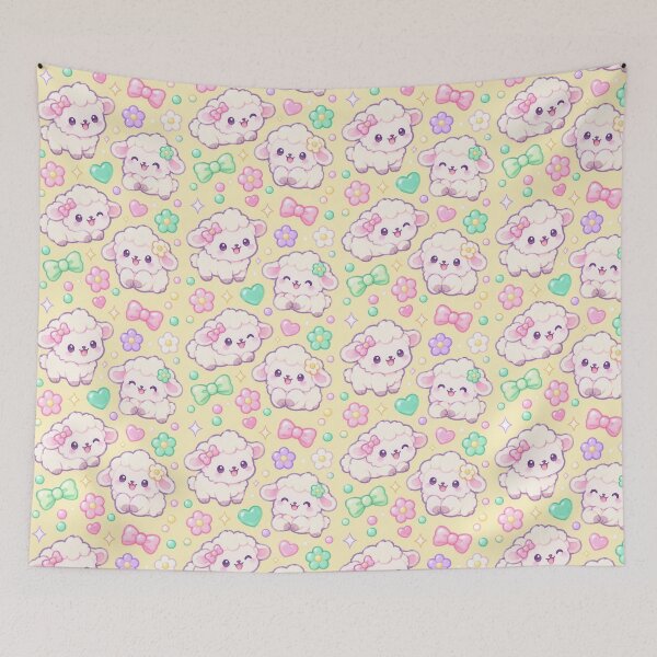 Item preview, Cute Kawaii Gummy Lamb Pastel Candy Pattern designed and sold by Soft Berry Studio.