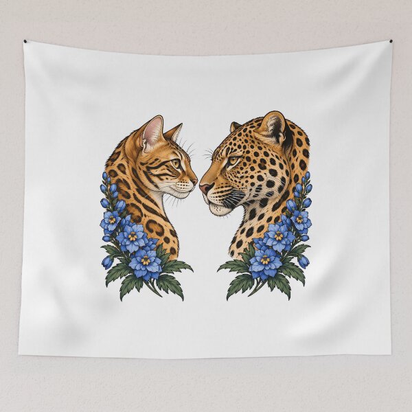 Item preview, Bengal Cat Leopard Pastel Blue Flower designed and sold by Old's Cool Cat Studio.
