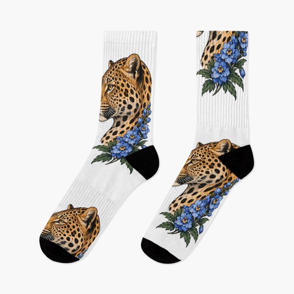 Aperçu de l'œuvre Bengal Cat Leopard Pastel Blue Flower créée et vendue par Old's Cool Cat Studio.