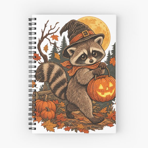 Item preview, Vintage Raccoon Witch Halloween Pumpkin Fall Autumn Retro Design designed and sold by Drifka.