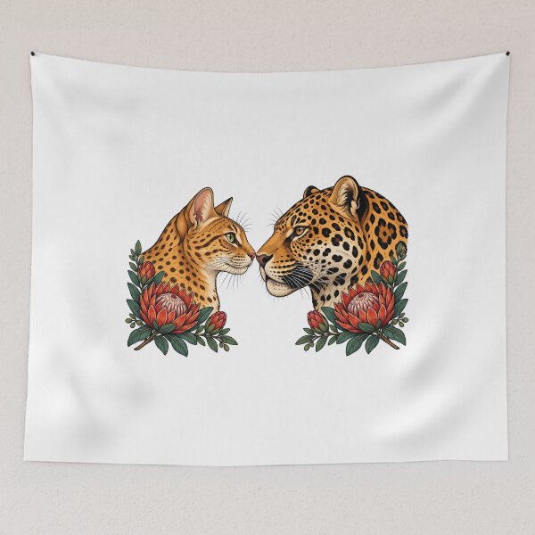 Item preview, Spotted Cat Jaguar Red Protea designed and sold by Old's Cool Cat Studio.