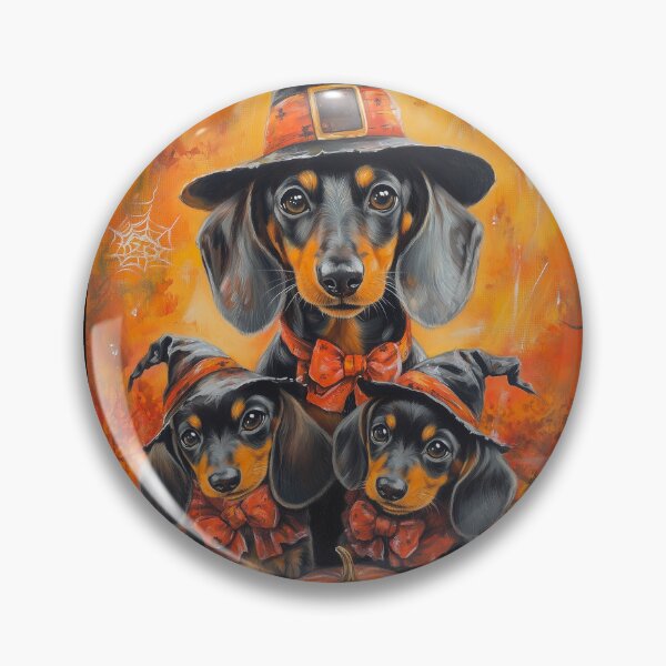 Item preview,  Halloween Dachshund Puppy with Pumpkin – Witch Hat Wiener Dog Art designed and sold by elisarasada.