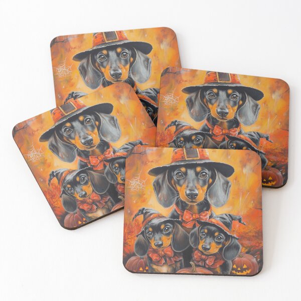 Item preview,  Halloween Dachshund Puppy with Pumpkin – Witch Hat Wiener Dog Art designed and sold by elisarasada.