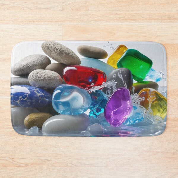 Item preview, Colorful River Stones & Glass Pebbles – Abstract Water Nature Tapestry. designed and sold by fbtrisha.