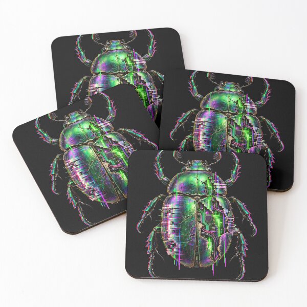 Item preview, Cyberpunk Insect Culture - Glitchcore Scarab Beetle Art designed and sold by Elżbieta  Kaps.