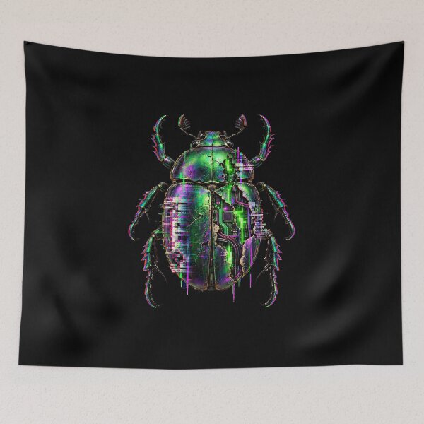 Item preview, Cyberpunk Insect Culture - Glitchcore Scarab Beetle Art designed and sold by Elżbieta  Kaps.