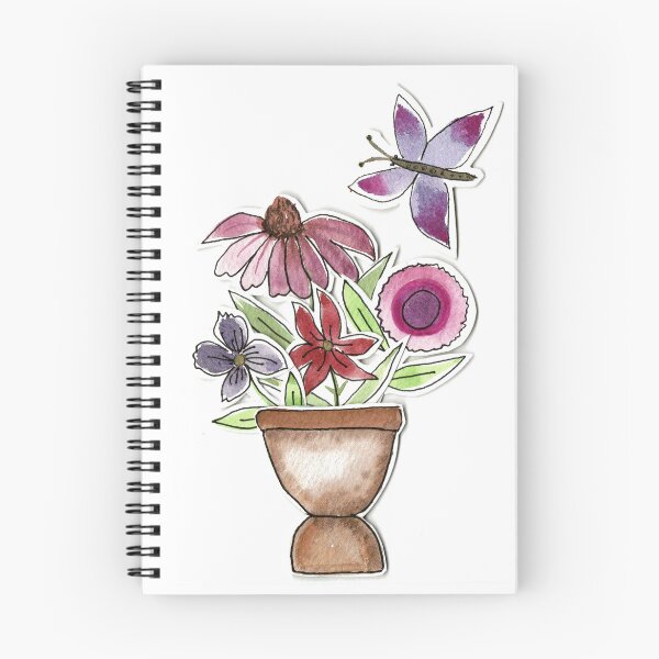 Item preview, Earthy Cottagecore Flowerpot and Flying Butterfly Watercolor Art - Cute Nursery Wall Decor designed and sold by Orly Fuchs Galchen.