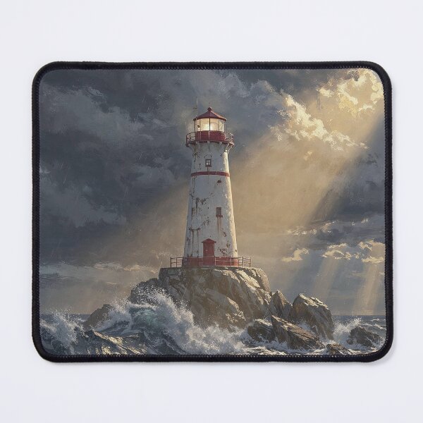 Item preview, Lighthouse in a Storm | Dramatic Sea Waves and Sunbeams designed and sold by RC Design.