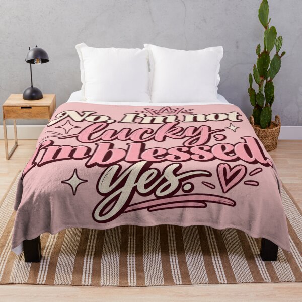 Item preview, No I'm Not Lucky I'm Blessed – Pink Retro Christian Quote Design designed and sold by EatPrayLive.