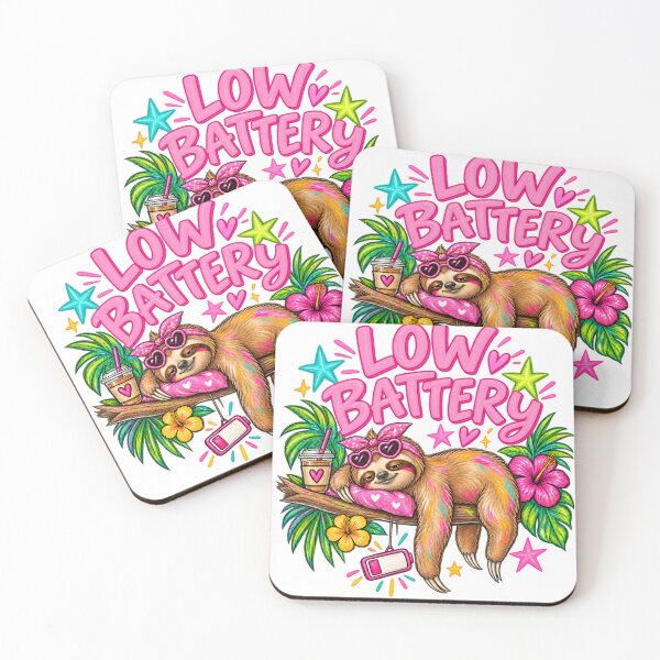 Item preview, Low Battery Sloth – Funny Tired Sloth Tropical Pink Aesthetic designed and sold by DoodloraStudio.