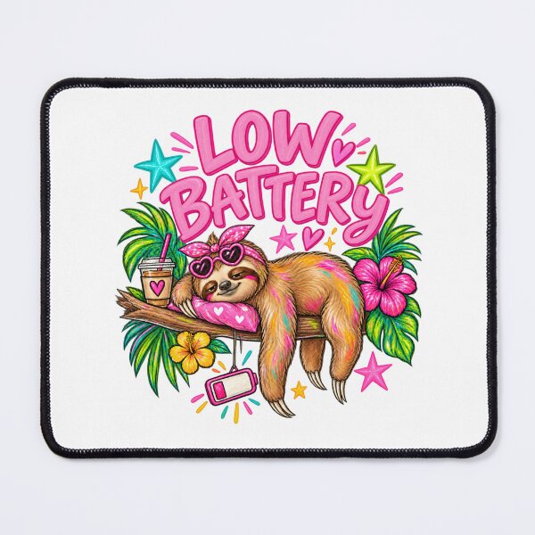 Item preview, Low Battery Sloth – Funny Tired Sloth Tropical Pink Aesthetic designed and sold by DoodloraStudio.