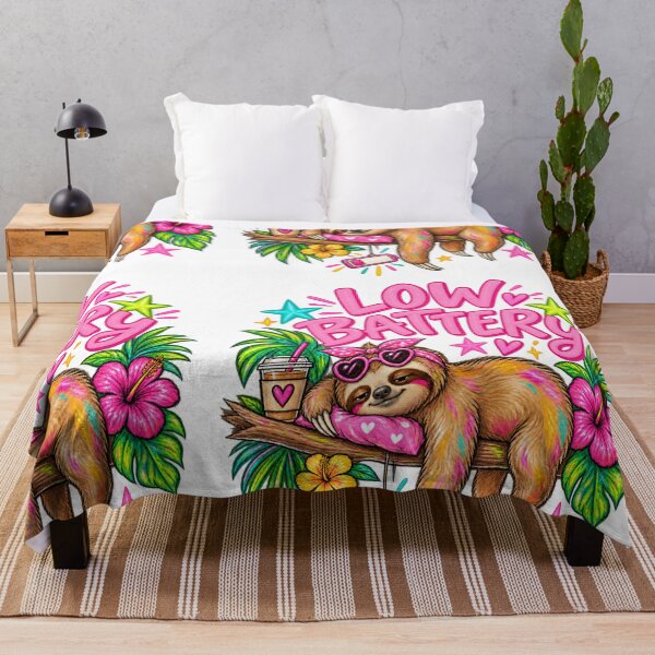 Item preview, Low Battery Sloth – Funny Tired Sloth Tropical Pink Aesthetic designed and sold by DoodloraStudio.