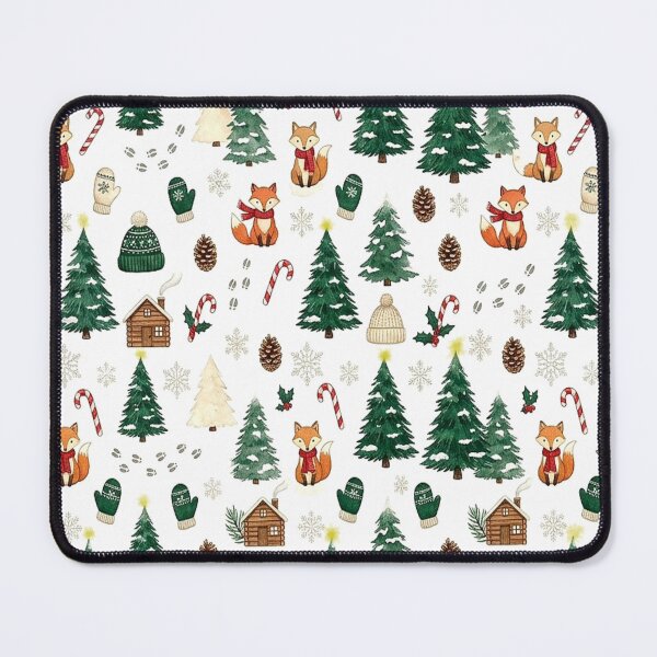 Item preview, Winter Christmas forest fox pine trees pattern designed and sold by Bywithrose instant studio.