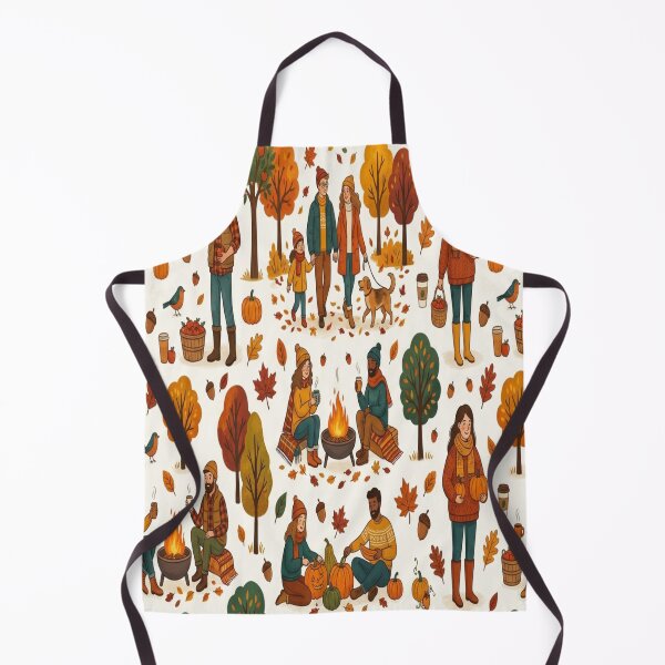 Item preview, Cozy autum people campfire forest seamless pattern designed and sold by Bywithrose instant studio.