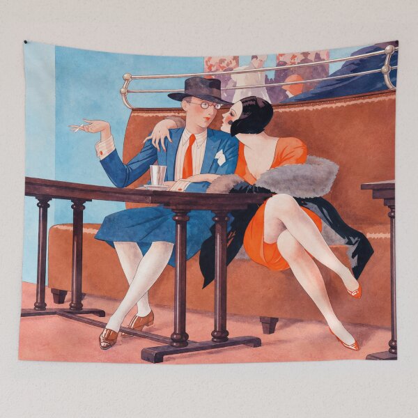 Item preview, Vintage Cafe Wall Art, 1920s Couple Illustration, Alberto Fabio Lorenzi Print designed and sold by RickE.